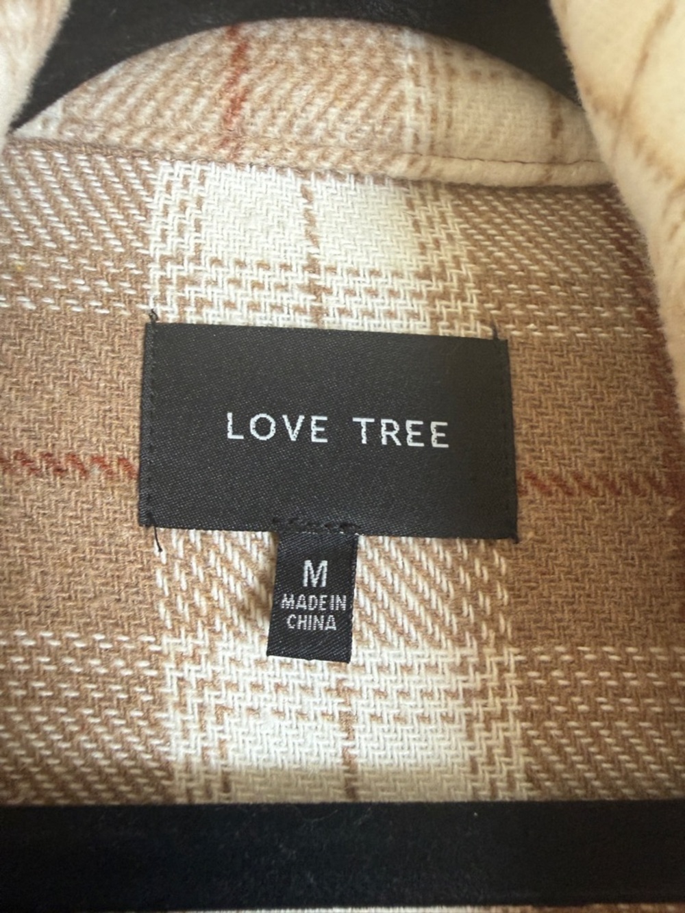 Love Tree Beige Plaid Cropped Shacket Button Front Jacket Neutral Cozy | Size M - Picture 11 of 12
